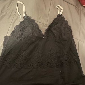 Laced black tang top